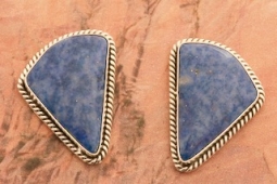 Artie Yellowhorse Genuine Denim Lapis Sterling Silver Post Earrings